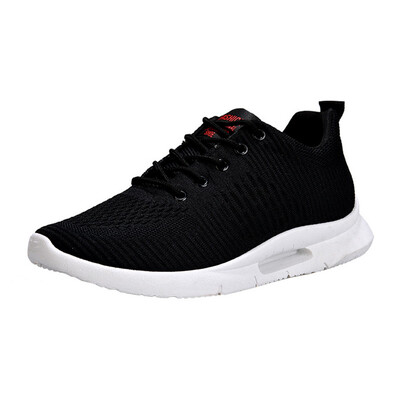 

Puimentiua No-slip Vulcanize Shoes For Men Breathable Sneakers Air Mesh Lace Up Wear-resistant Solid Color Boys Sports Shoes
