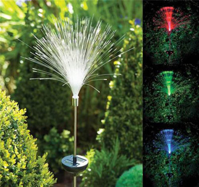 

〖Follure〗2pc Solar Power Color Change Fibre Optic Garden Outdoor Yard Path LED Light Lamp