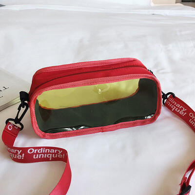 

Ins street shooting Japanese Korean version of the port wind hip hop di transparent package trend personality street shoulder slung small bag female