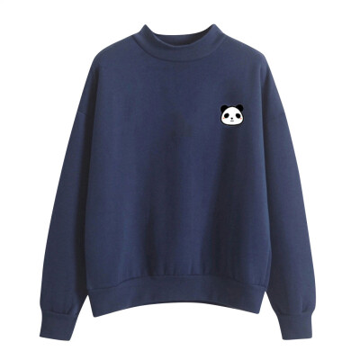 

Toponeto Women O-Neck Solid Color Panda Pattern Long Sleeve Plus Velvet Sweatshirt