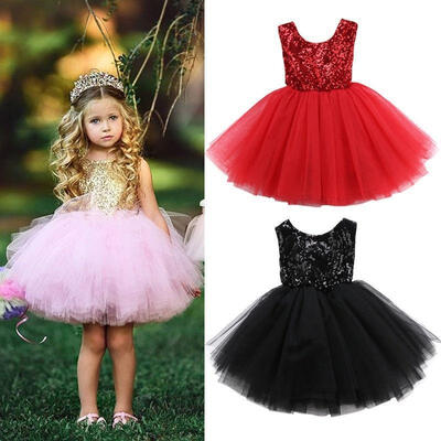 

Fashion Kids Baby Flower Girls Party Sequins Dress Gown Bridesmaid Dresses Pageant wedding