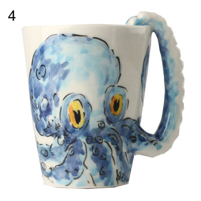 

350ML 3D Hand-painted Seahorse Dolphin Octopus Penguin Ceramic Cup Coffee Mug