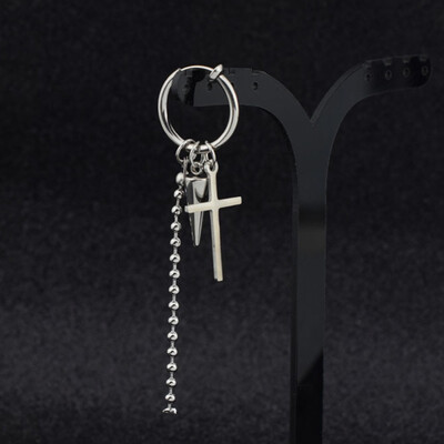 

CAR-TOBBY KPOP BTS Park Ji Yan Same Paragraph Cross Cone Chain Earrings