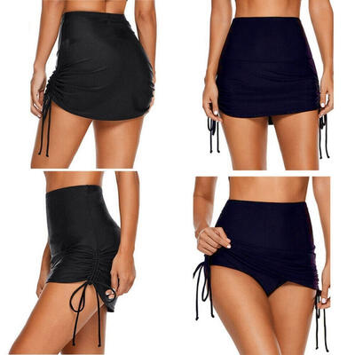 

Women Sexy Beach Bathing Push-ups Hem Fold Swimming Skirt Drawstring Swim Skirt