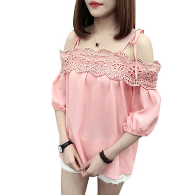 

Fashion Women Ladies Loose Off Shoulder Solid Printed Tops Casual Blouse Half Sleeve Top Shirt Blouse Summer Female Blusa