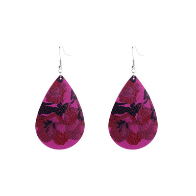 

Fashion Faux Leather Water Drop Dangle Leaf Feather Hook Earrings Women Jewelry