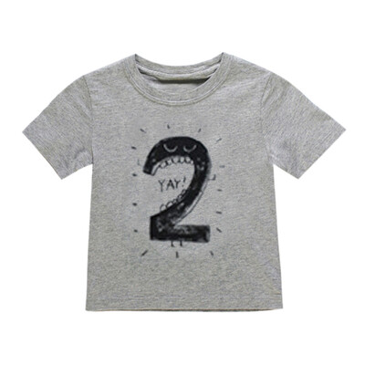 

Newborn Baby Kids Boy Girl Number Cartoon Short Sleeve T-shirt Tee Tops Clothes