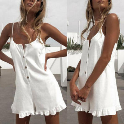 

Women Solid Rompers Jumpsuit Shorts Party Playsuit Summer Beach Mini Dress