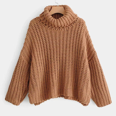 

〖Follure〗Women ladys High Neck Solid Color Long Sleeve Winter Pullover Sweater