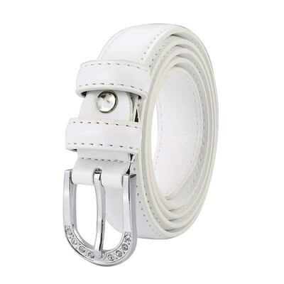 

Lady cowhide car stitching slender waist with womens leather rhinestone needle buckle belt fashion candy color decorative Belt