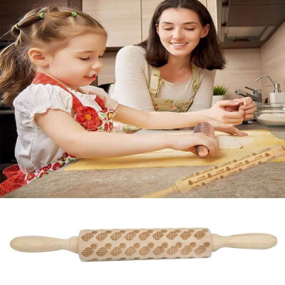 

Tailored Christmas Rolling Pin Engraved Carved Wood Embossed Rolling Pin Kitchen Tool