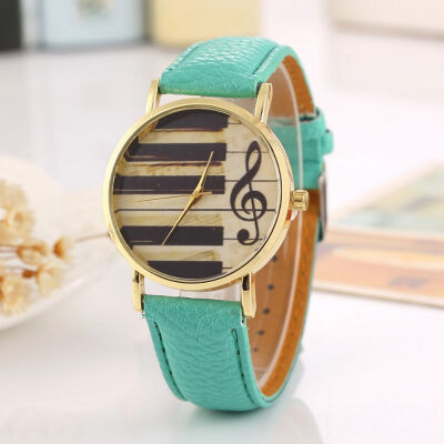 

Creative personality notes leather gold watch couple student leisure sports quartz watch