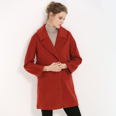 

Marc Rebecca wool coat fashion temperament was thin&long woolen coat 85003B brick red XL