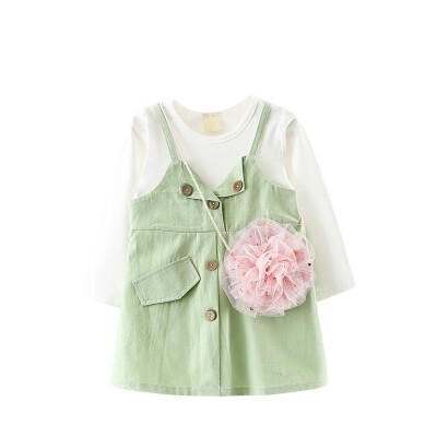 

Girls Dresses New Brand Autumn Princess Dress Kids Clothes Baby Girls Clothes Cute Bag 2pcs