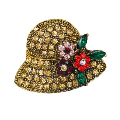 

Beach Summer Sun Straw Hat Lady Flower Crystal Rhinestone Fashion Brooch Pin