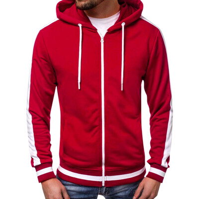 

Toponeto Men Autumn Long Sleeve Patchwork Hoodie Hooded Sweatshirt Top Tee Outwear Blouse