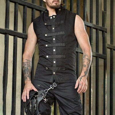 

Vintage Medieval Shirts Mens Vest Buttons Renaissance Sleeveless Costume Coats