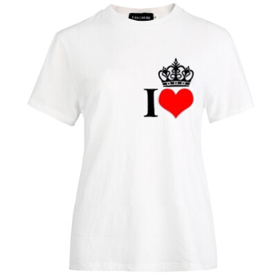 

2019 New Summer Fashion Couple Casual T-Shirt I Letter Love Crown Print T Shirts Lover Tops Valentines Day Gift