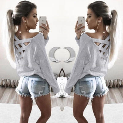 

New Fashion Womens Loose Long Sleeve Tops Blouse Shirt Casual Cotton T-Shirt