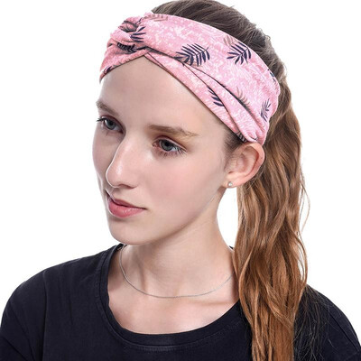 

Women Headband Knotted Elastic Headwrap Leaf Print Boho Sports Holiday Hair Band Turban Headwear Hair Accessories