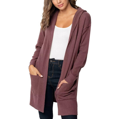 

Nomeni Fashion Women Long Sleeve Solid Pocket Cardigan Tops Sweater Knitted Hooded Coat