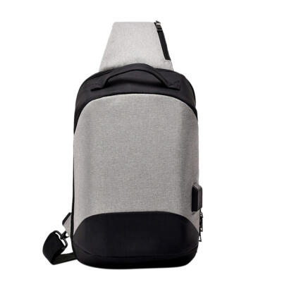

Men Chest Crossbody Pack for Teenage USB Anti-Theft Canvas Shoulder Handbag