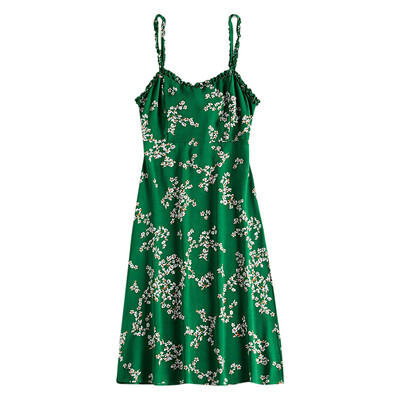 

PASSOSIE Women Floral Print Backless Bowknot Strap Dress