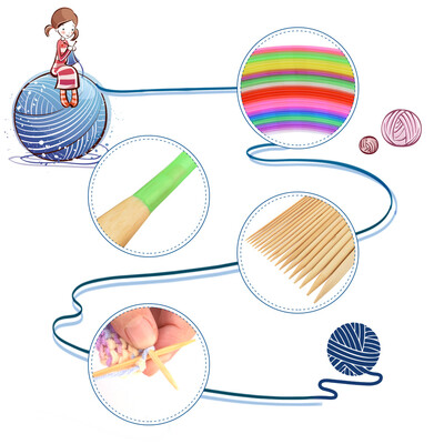 

Circular Knitting Needles 18 Sizes Bamboo Pointed Round Needles with Flexible Colorful Tube DIY