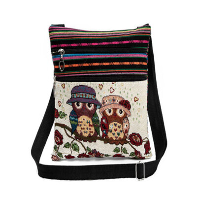 

2018 New Style Fashion Retro Owl Print Diagonal Flap Package Shoulder Bags Mini Packet Zipper Messenger Bag