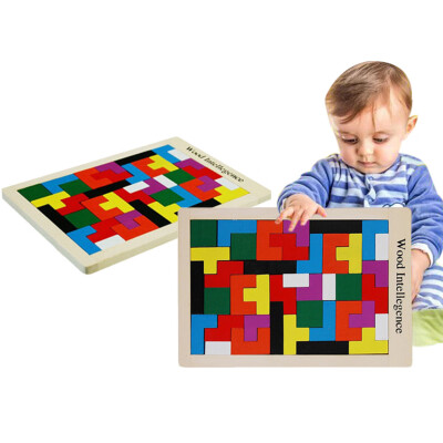 

Gotoamei KIds Wooden Jigsaw Cube Puzzle Toy Tetris Block Building Game Colorful