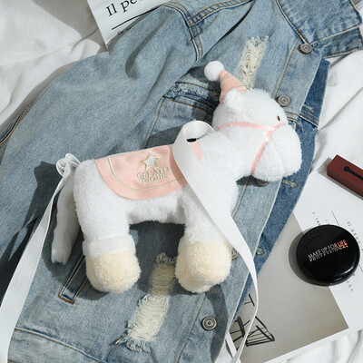

Plush toy small bag female 2019 new tide personality small wool hair bag cute cute cartoon shoulder Messenger bag