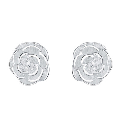 

New Fashion Rose Stud Cute Sweet Rose Shaped Diamond Stud Earrings for Women Ladies Girls