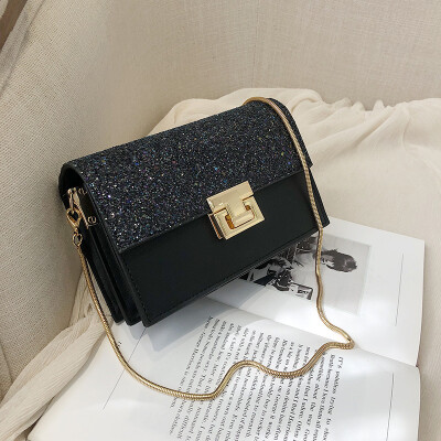 

Advanced sense bag foreign air female bag new 2019 Korean version of the simple sequins shoulder chain texture slung small bag female