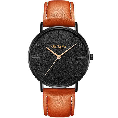 

2018 GENEVA Watch Men Womens PU Leather Band Stainless Steel Analog Quartz Wristwatch Lady Female Brown Watches Reloj Mujer