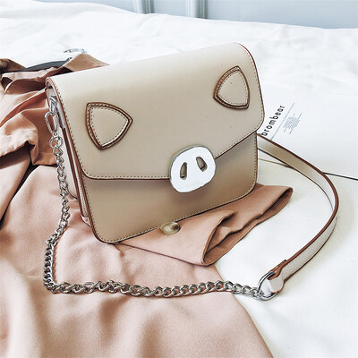 

Qiao Bani 2019 new Korean fashion Dongdaemun pig nose hardware chain small square bag shoulder diagonal tide handbag