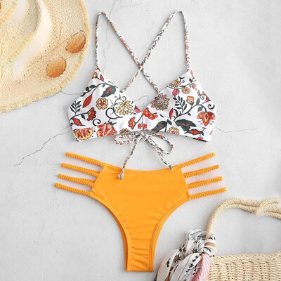 

Roseonmyhand WWomens Bikini Cut Flower Two Piece Swimsuit Pushups Swimwear Beachwear