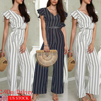 

Women spaghetti strap wide legs Bodycon Jumpsuit V-neck Romper Trousers Clubwear