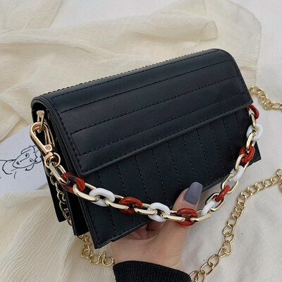 

2019 spring&summer new leisure womens bag Korean version is simple 100 lap chain small bag handheld simple oblique span bag