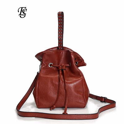 

ESHUNFA Bucket Bag 2019 New Fashion Lady Handbag Drawstring Drawstring Shoulder Messenger Bag ES8216 4326