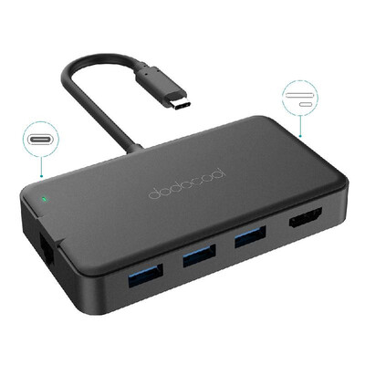 

dodocool 8-in-1 Multifunction USB-C Hub with Type-C Power Delivery 4K Video HD Output Port Gigabit Ethernet Adapter SDTF Card Rea