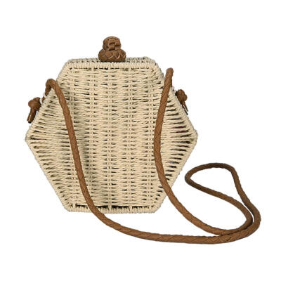 

Summer Women Hexagon Crossbody Bags Straw Woven Beach Casual Shoulder Bags