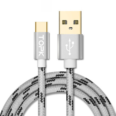 

TOPK USB Type C Cable Fast Charging USB C Cable for Samsung Galaxy S9 S8 Oneplus 6 Nylon Braided Data Sync Type-C Phone Cable