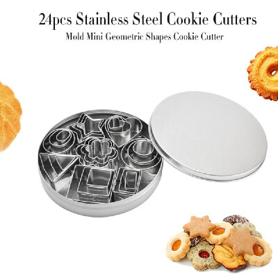 

24pcs Cookie Cutters Stainless Steel Cutter Mold Sandwich Cutters Mini Geometric Shapes Cookie Cutter