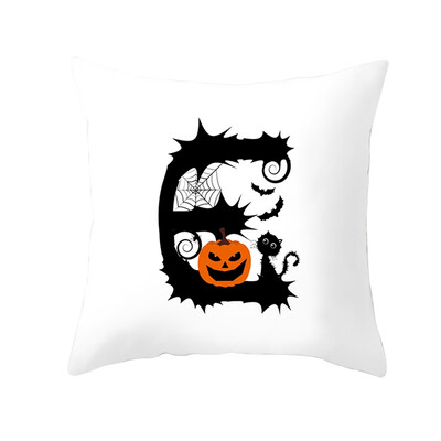 

4545cm Pillow Case Cushion Cover Halloween Interest Letter Pumpkin Home Decor