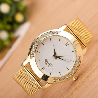 

Rose Gold Watch Women Watches Geneva Famous Brands Rhinestone Ladies Dress Quartz Mesh Stainless Steel Strap Wristwatch Clock F