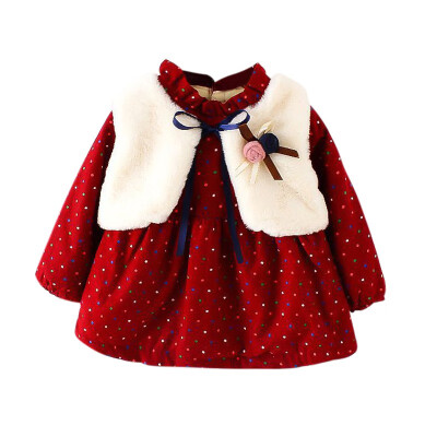 

Autumn Winter Baby Girls Dress Long-Sleeve Princess Dress Kids Clothes Children Bow Dresses Set