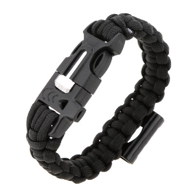 

Paracord Bracelet Travel Outdoor Emergency Quick Release Survival Bracelet with Flint Stone Whistle Buckle Bottle Opener