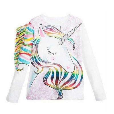 

Long Sleeve Toddler Kids Girls Unicorn Cotton Tops T-shirt Tees Clothes For 1-6T