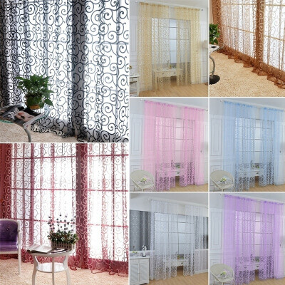 

Elegant Floral Tulle Voile Door Window Curtain Drape Panel Sheer Scarf Valances