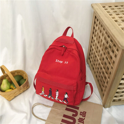 

Ins Backpack Female Korean High School Backpack College Students Ancient Feeling Girls Simple Fashion Backpack